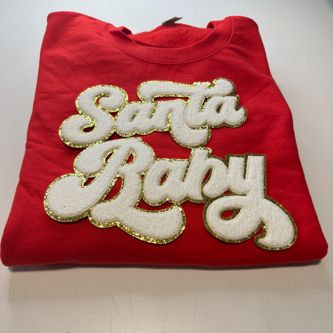 Santa Baby Chenille Patch Sweatshirts